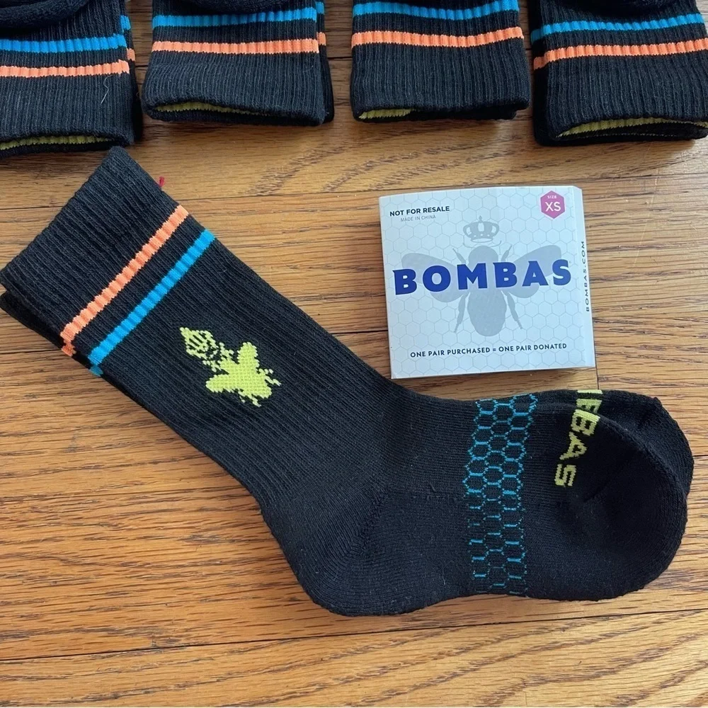 NEW Bombas Tall Socks Black Bundle of 5 Size XS NWT
